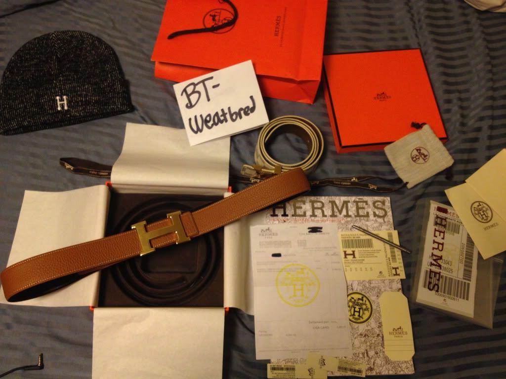 Hermes Togo Leather Tan/Black Reversible Belt sz 100 With receipt NYC | Styleforum