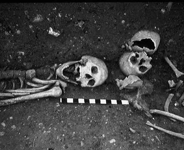 Vampire Skeleton Unearthed, Dating from 550-700 A.D., the skeleton was unearthed in 1959 in the minster town of Southwell, Nottinghamshire, during excavations in preparation for a new school. The dig also turned up Roman remains.