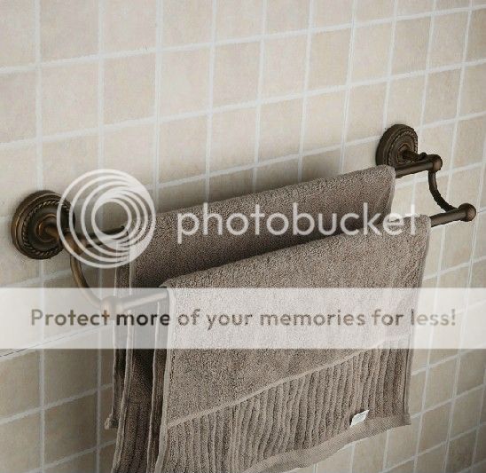 Solid Antique Brass Euro Bathroom Accessory Double Towel Bar Rack Hanger